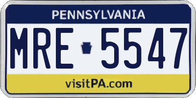 PA license plate MRE5547
