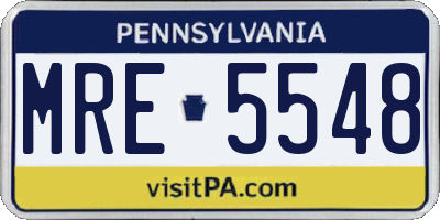 PA license plate MRE5548