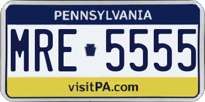 PA license plate MRE5555
