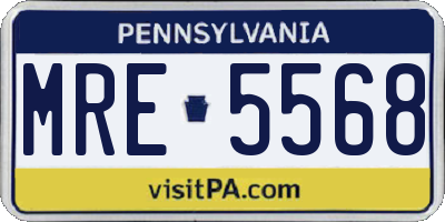 PA license plate MRE5568