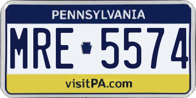 PA license plate MRE5574