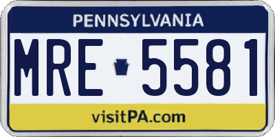 PA license plate MRE5581