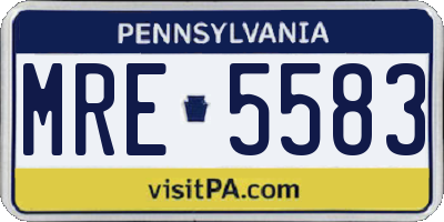 PA license plate MRE5583