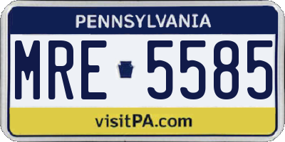 PA license plate MRE5585