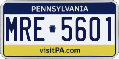 PA license plate MRE5601