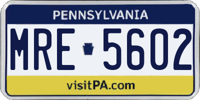 PA license plate MRE5602