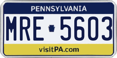 PA license plate MRE5603