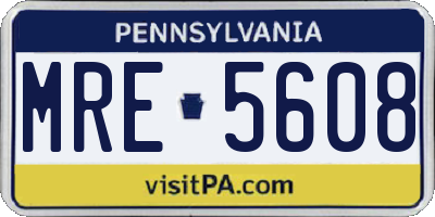 PA license plate MRE5608