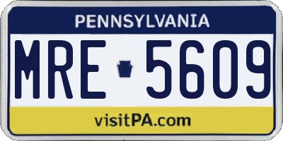PA license plate MRE5609