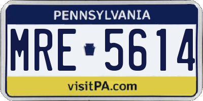 PA license plate MRE5614