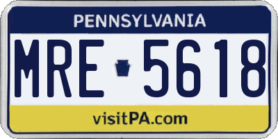 PA license plate MRE5618