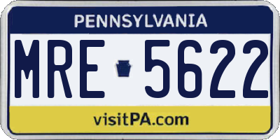 PA license plate MRE5622