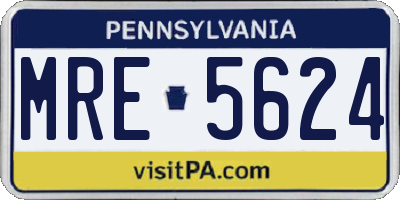 PA license plate MRE5624