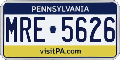 PA license plate MRE5626