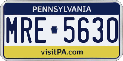 PA license plate MRE5630