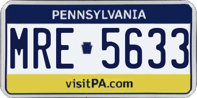 PA license plate MRE5633