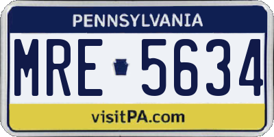 PA license plate MRE5634