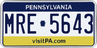 PA license plate MRE5643