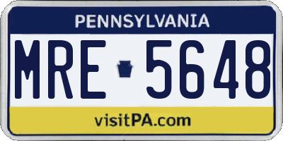 PA license plate MRE5648