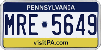 PA license plate MRE5649