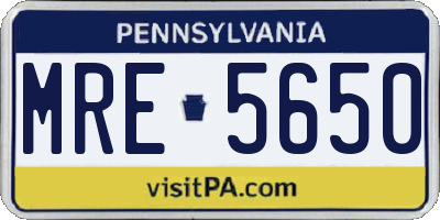 PA license plate MRE5650
