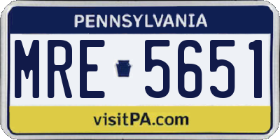 PA license plate MRE5651