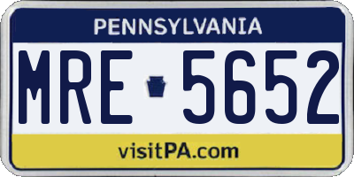 PA license plate MRE5652