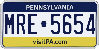 PA license plate MRE5654
