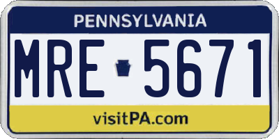 PA license plate MRE5671