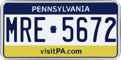 PA license plate MRE5672