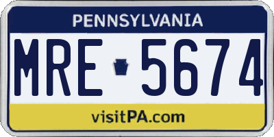 PA license plate MRE5674