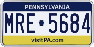 PA license plate MRE5684