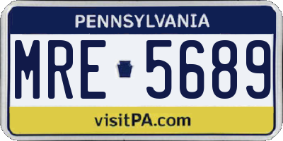 PA license plate MRE5689