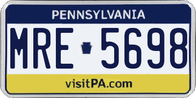 PA license plate MRE5698