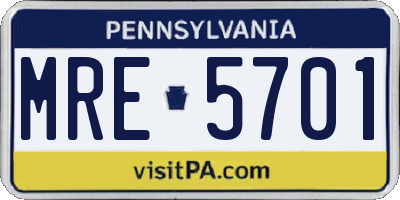 PA license plate MRE5701