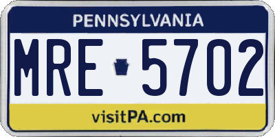 PA license plate MRE5702