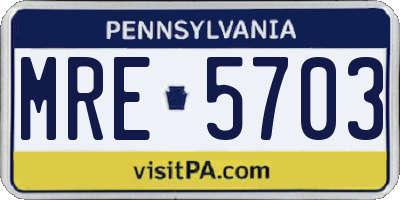 PA license plate MRE5703