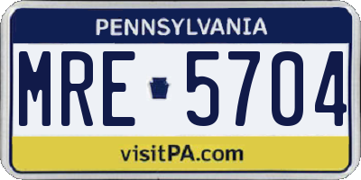 PA license plate MRE5704
