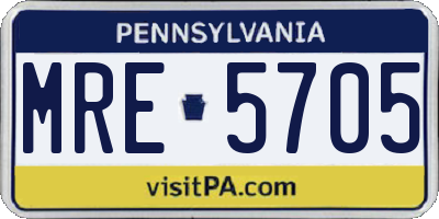 PA license plate MRE5705