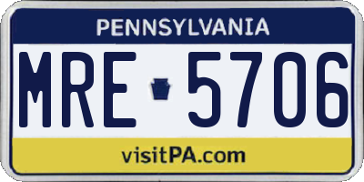 PA license plate MRE5706