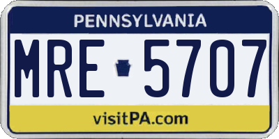 PA license plate MRE5707