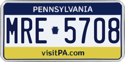 PA license plate MRE5708