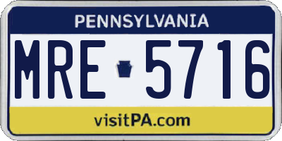PA license plate MRE5716