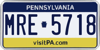 PA license plate MRE5718