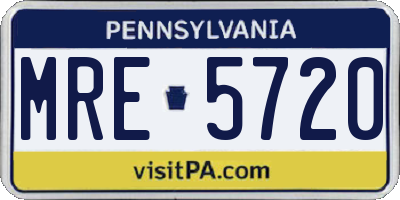 PA license plate MRE5720