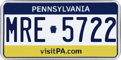 PA license plate MRE5722