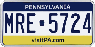 PA license plate MRE5724