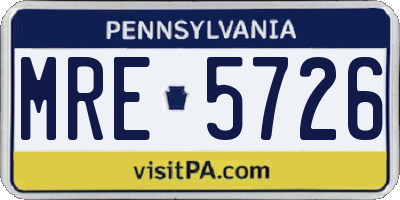 PA license plate MRE5726