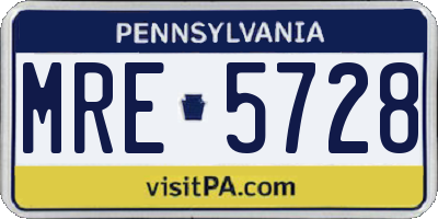 PA license plate MRE5728