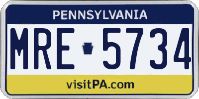 PA license plate MRE5734